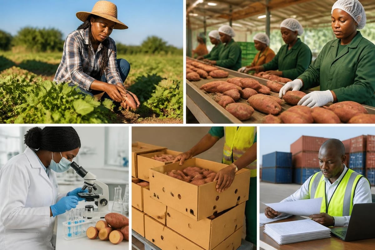 Quality control for export sweet potatoes